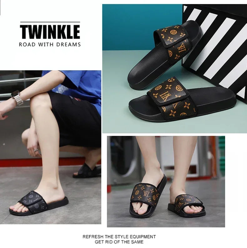 Slides Shoes for Men 2024 Slippers House Man Comfortable Men's Sandal Living Room Slippers Walk Around Home Flip Flop Slipper - Belvar