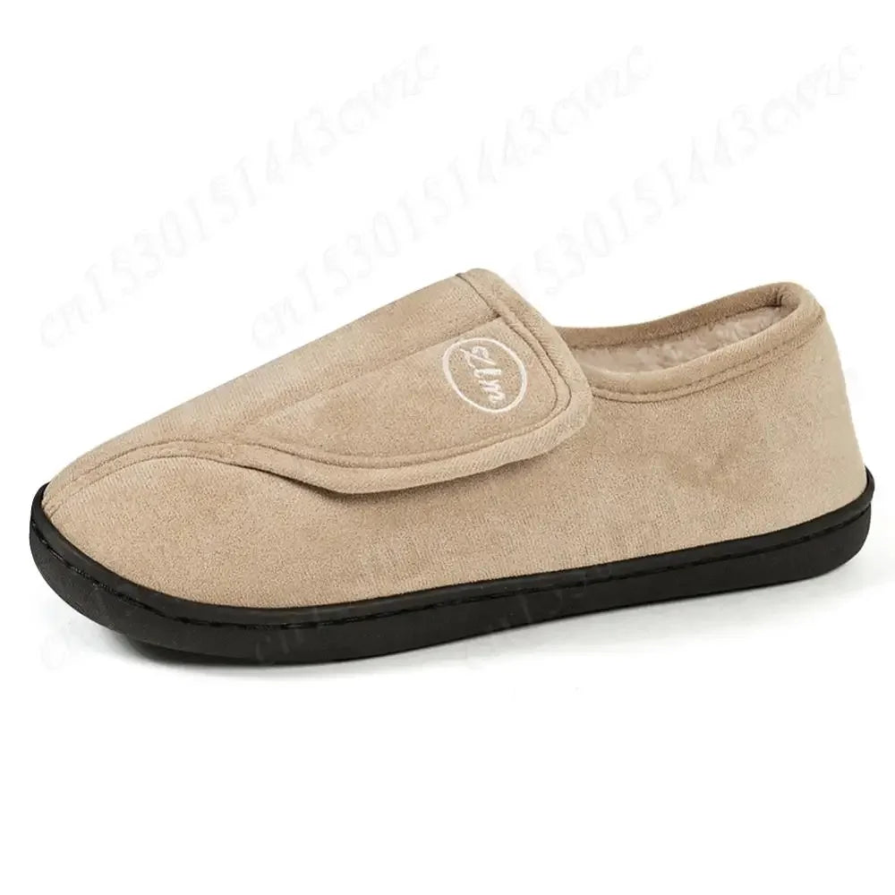 House Shoes for Men Suede Leather Slippers Non-Slip Slip-on Shoes Comfy Warm Plush Indoor/Outdoor for Diabetic Swollen Feet - Belvar