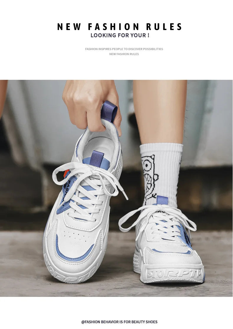 2025 Summer Fashionable Board Shoes Casual Sports Youth Thick Soled Walking Fashion Shoes Height Increasing Men's White Shoes - Belvar