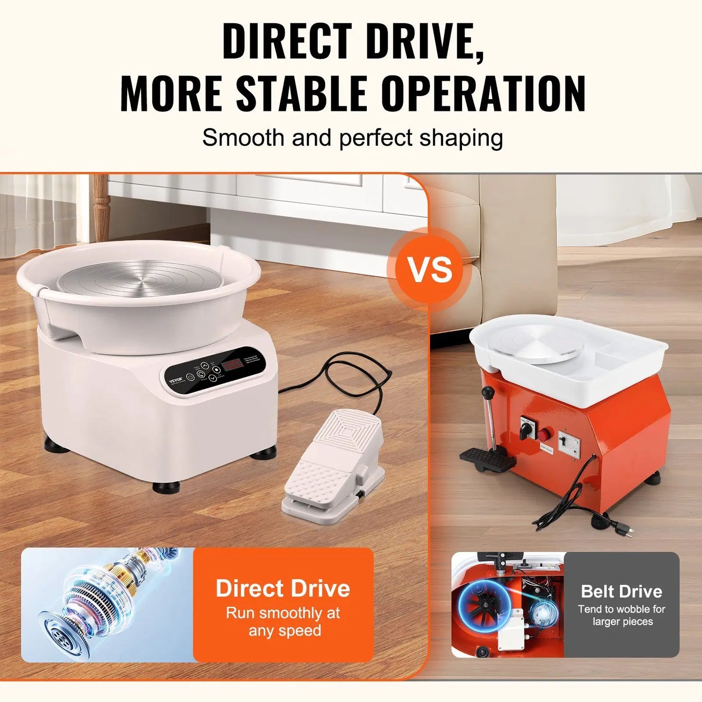 Pottery Wheel, 11 inch Pottery Forming Machine, 350W Electric Wheel for Pottery with Foot Pedal and LCD Touch Screen, Direct Dri