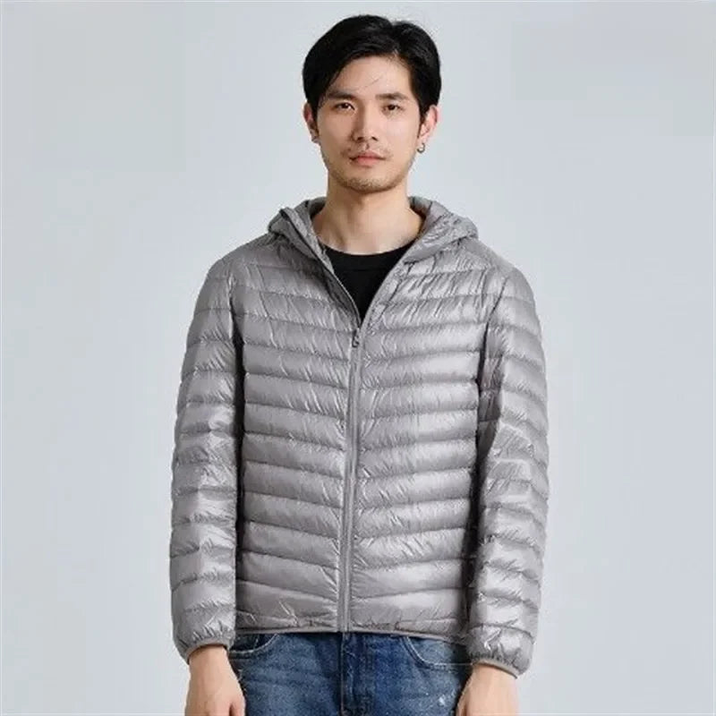 Trendy Lightweight Down Cotton Coat Men's Stand Collar Slimming Smooth Cotton Jacket For Youth Men Casual Scene