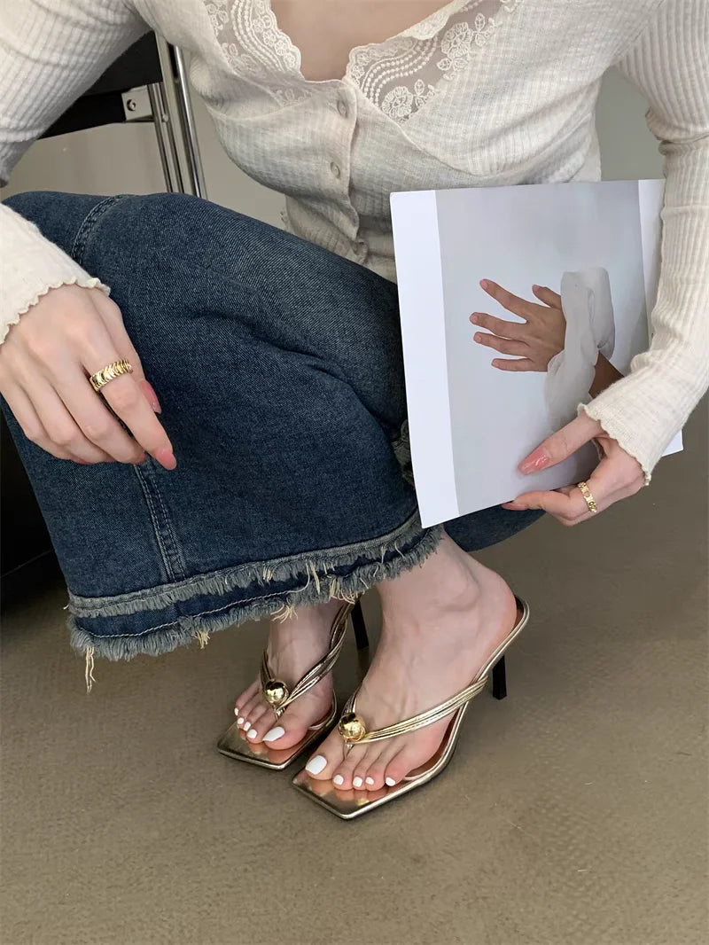Women High Heels Slippers Designer Heeled Sandals Elegant Shoes Woman Summer 2025 Trend Fashion Fliop Flops Casual Slides Mujer - Belvar