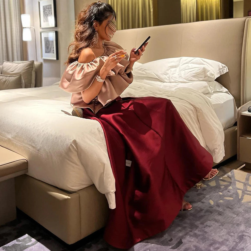 Sharon Said Burgundy Dubai Evening Dresses for Women Wedding Party 2025 Saudi Arabia Midi Short Formal Gowns SF057 Customized