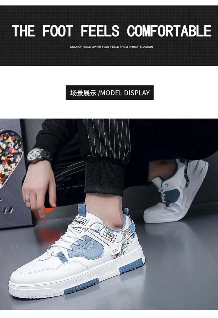 Men's shoes 2024 summer new breathable white shoes men's trendy and versatile thick soled sports board shoes trendy shoes - Belvar