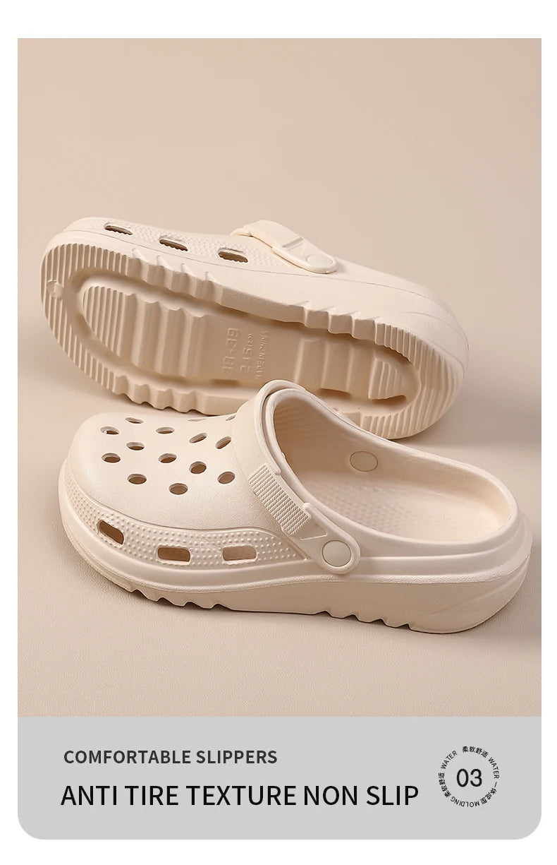 Thick soled perforated shoes for women, sandals for wearing, height increasing slippers, hiking beach sandals