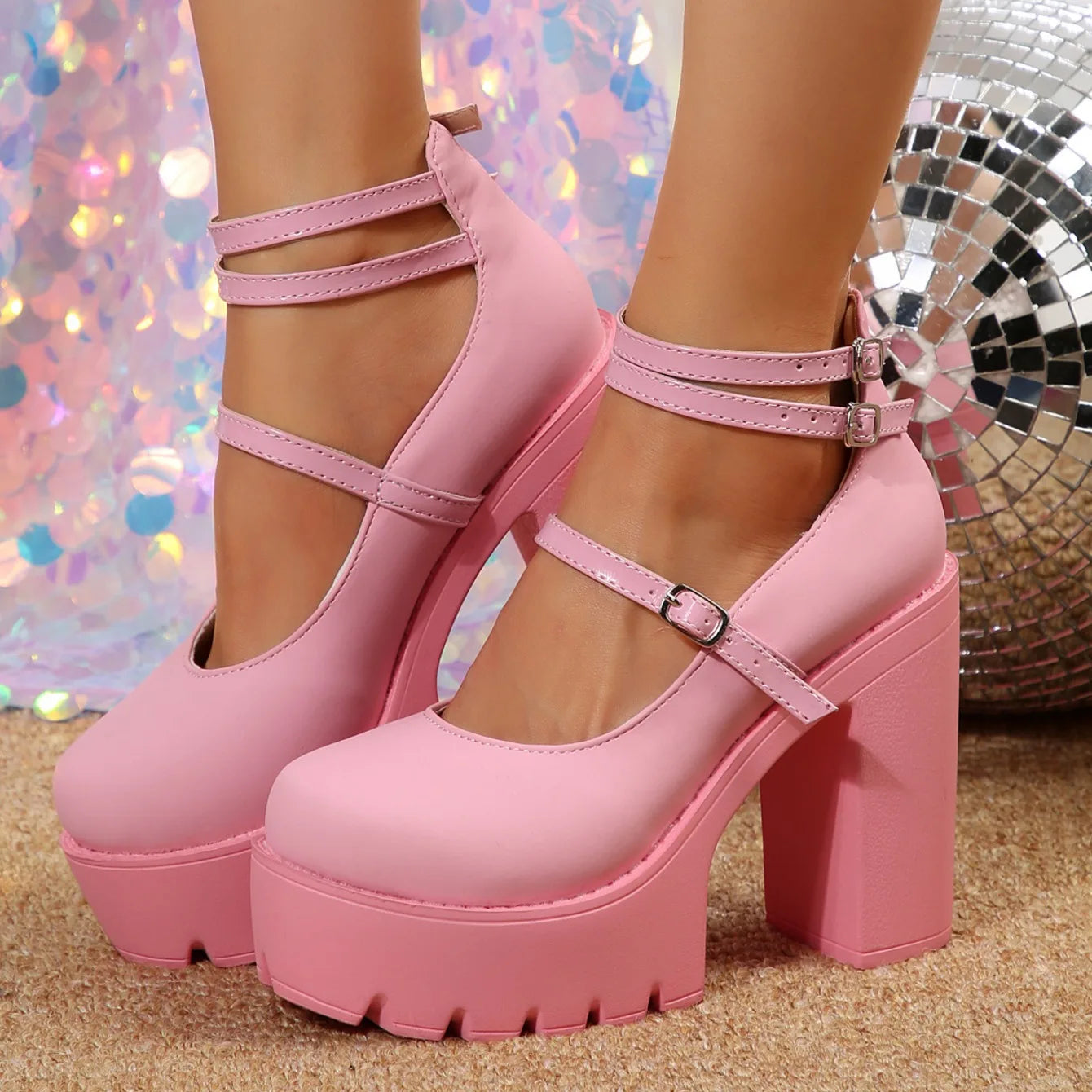 High Heels Women Mary Janes Shoes Woman Platform Fashion Sandals Women Summer New Dress Lolita Shoes Chunky Pumps Zapatos Mujer - Belvar