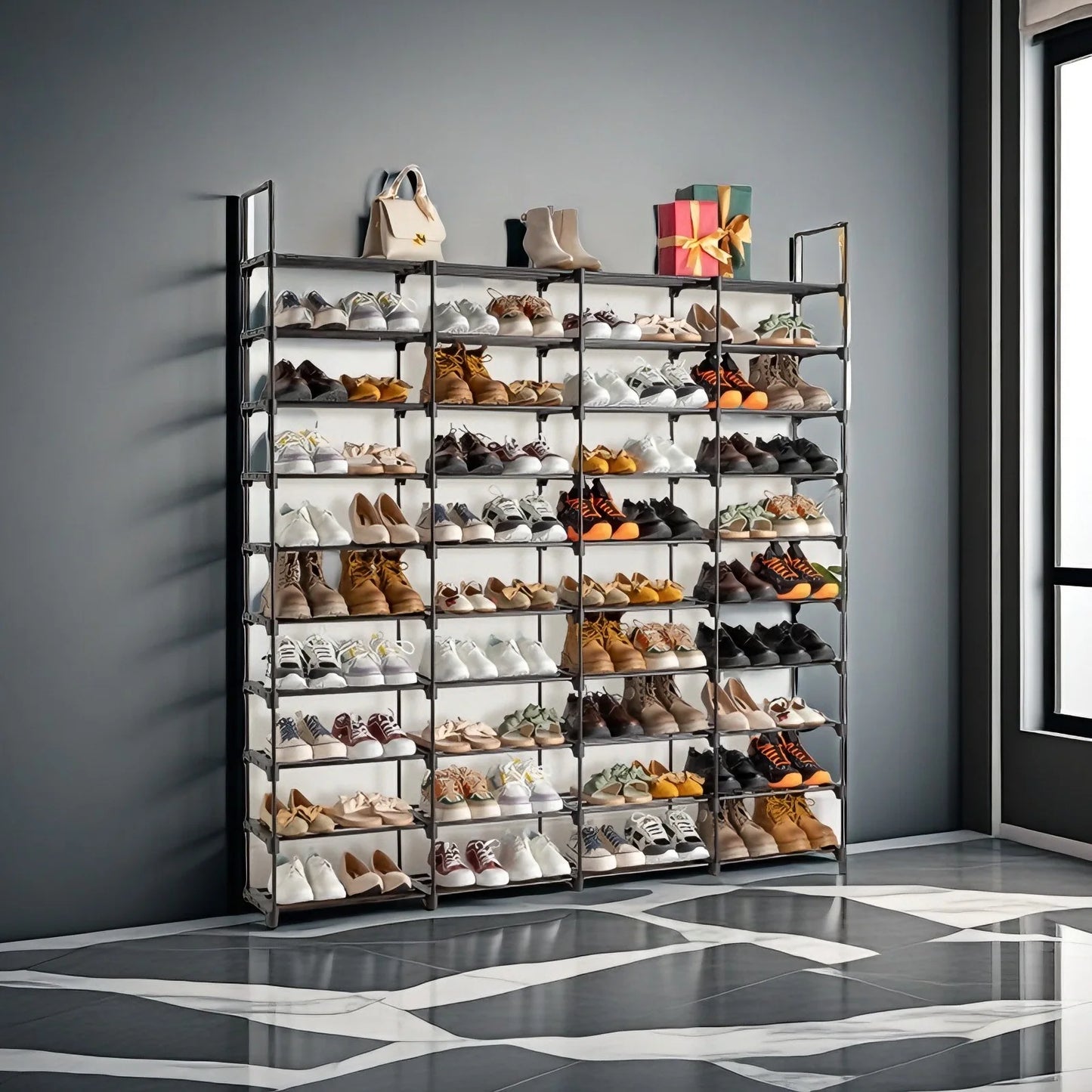 10 Tiers Shoe Rack Organizer for 72 Pairs Space Saving Shoe Storage Shelf for Entryway Closet Bedroom Hallway