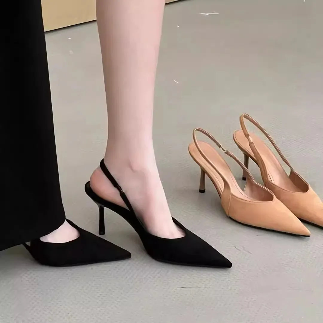 Women High Heels 2025 Summer New Fashion Pointed Toed Pumps Female Stiletto Slingback Shallow Weddings Bridal Shoes Zapatos - Belvar