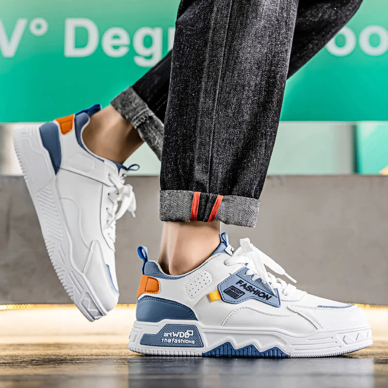 2025 Summer Fashionable Board Shoes Casual Sports Youth Thick Soled Walking Fashion Shoes Height Increasing Men's White Shoes - Belvar