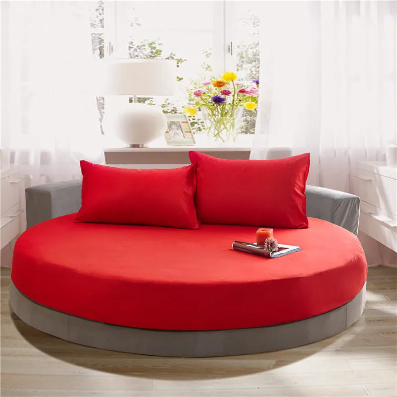 100% Cotton Fitted Sheet Round Hotel Home Extra Soft Round Bed Sheets and Pillowcases Pure Cotton Bedsheet with Elastic Straps