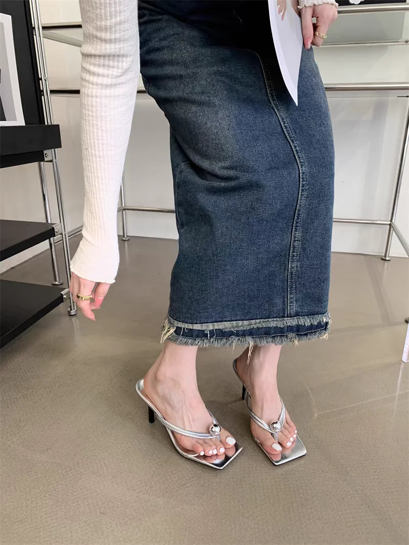 Women High Heels Slippers Designer Heeled Sandals Elegant Shoes Woman Summer 2025 Trend Fashion Fliop Flops Casual Slides Mujer - Belvar