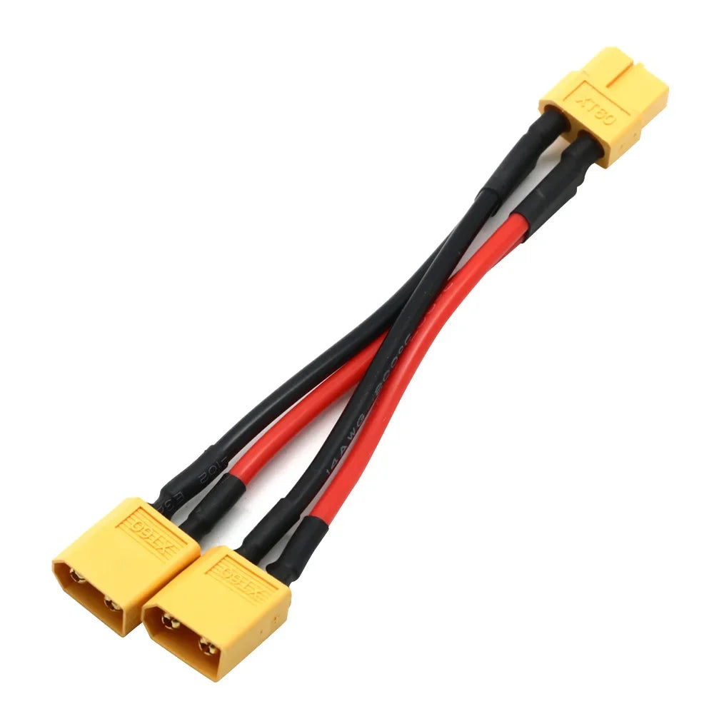 Silicon wire XT60 parallel battery connector male/female cable double extension Y splitter/RC battery motor with 3 way 14AWG