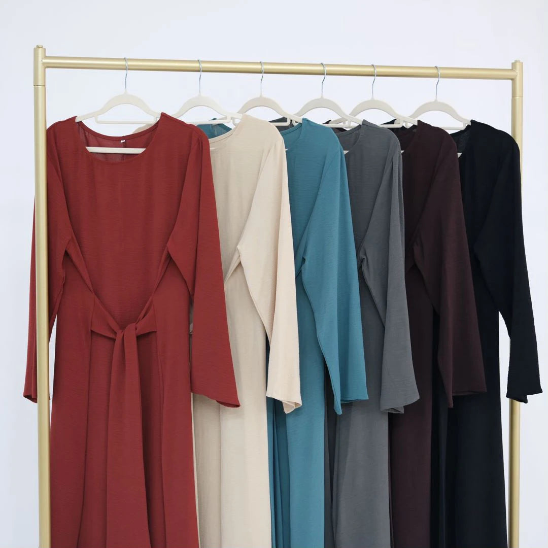 Uni Elegant Ramadan Muslim Modest Dress For Women Eid Arabic Turkey Kaftan Dresses femme Plain Abaya Dubai Islamic Clothing