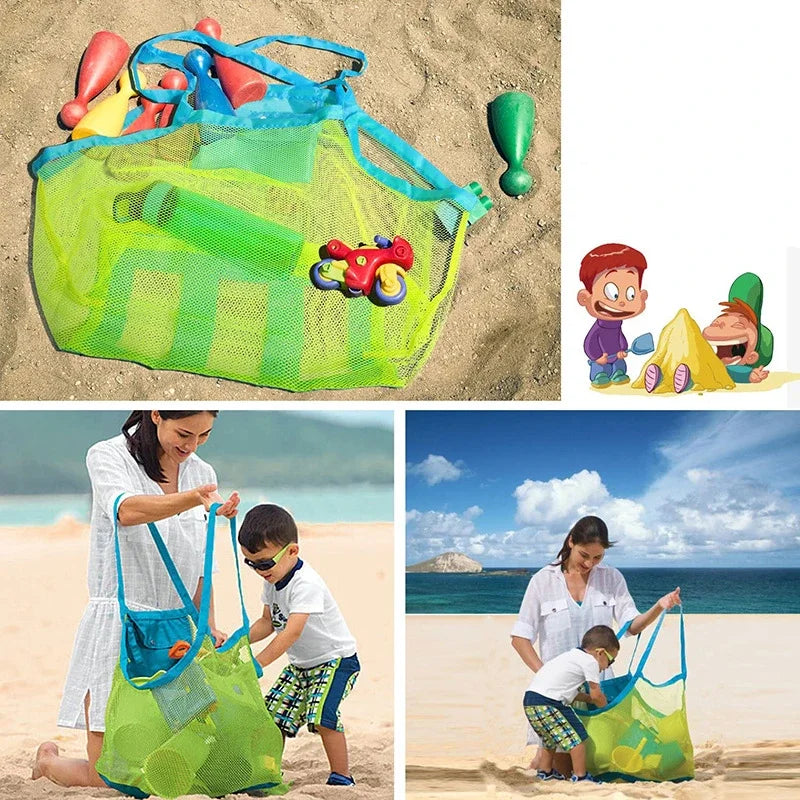 1pc Multicolor Large Mesh Beach Bag, Sand-Away Portable Tote With Convenient Hanging Hole, Breathable Foldable Storage For Toys