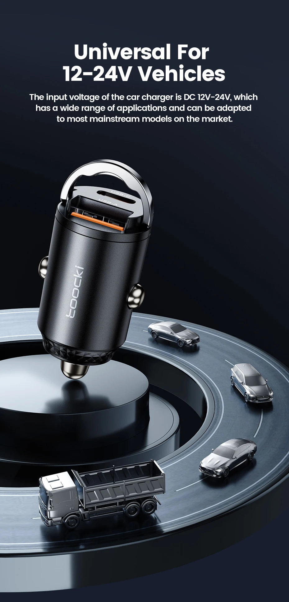 Toocki 45W Car Charger Fast Charging PPS 33W USB Type C Fast Charging For iPhone 15 14 13 12 Pro Huawei Samsung S23 Xiaomi 13 12