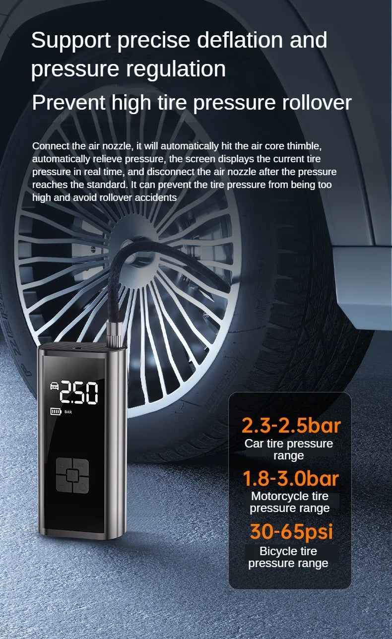 Wireless Portable Inflatable Pump Car Air Compressor Super Long Battery Life Electric Tire Inflator Pump for Motorcycle Balls