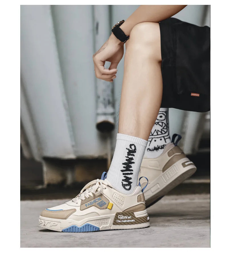 2025 Summer Fashionable Board Shoes Casual Sports Youth Thick Soled Walking Fashion Shoes Height Increasing Men's White Shoes - Belvar