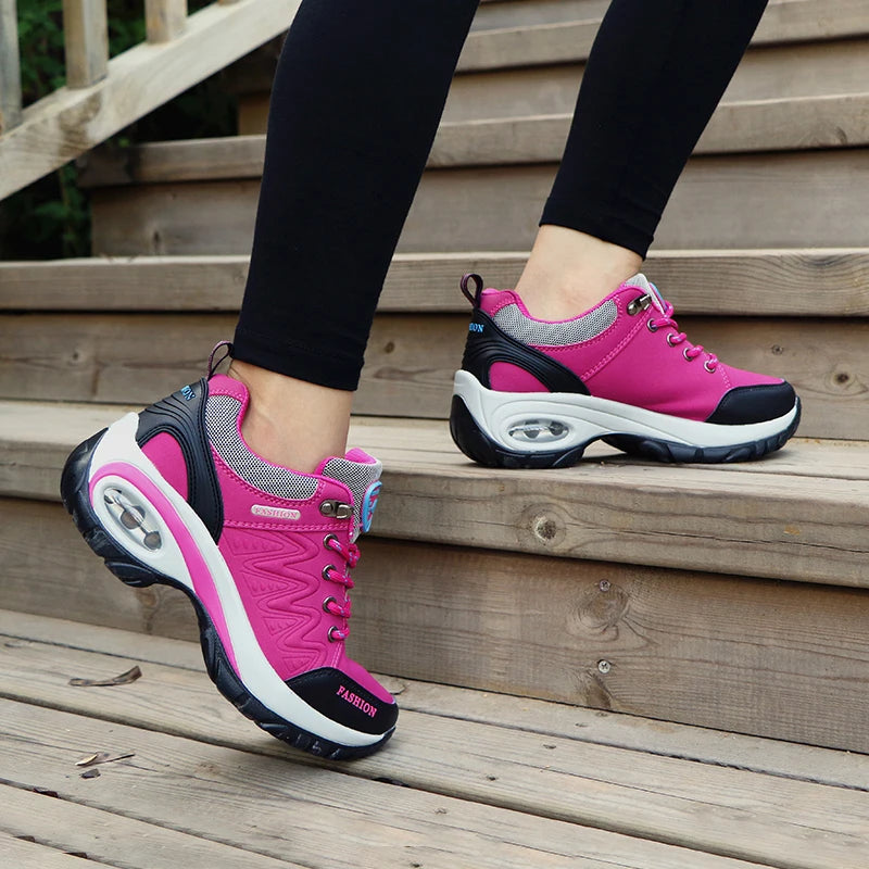 Ladies Sneakers Comfortable Breathable Platform Shoes Fashion Lace Up Female Casual Shoes for Women Outdoor Short Boots - Belvar