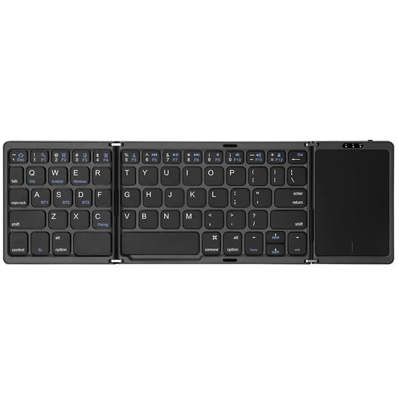 3-Folding Keyboard with Touchpad Dual Bluetooth Keyboard Portable Rechargeable Mini Keyboard for Laptop Windows Android IOS