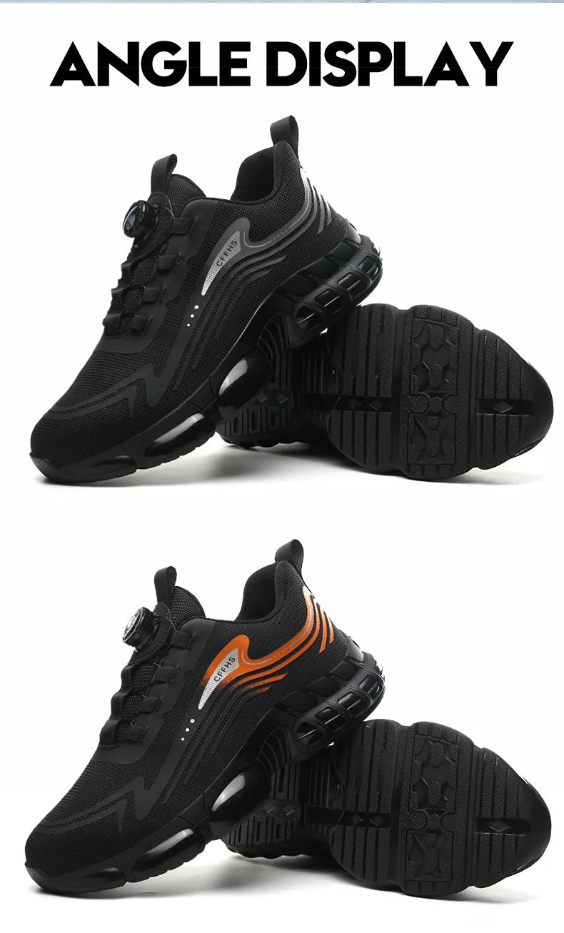 Work Shoes for Men Slip Resistant Comfortable Cushioned Insoles Safety Toe Lightweight Sneakers Anti-smash Industrial Shoes - Belvar