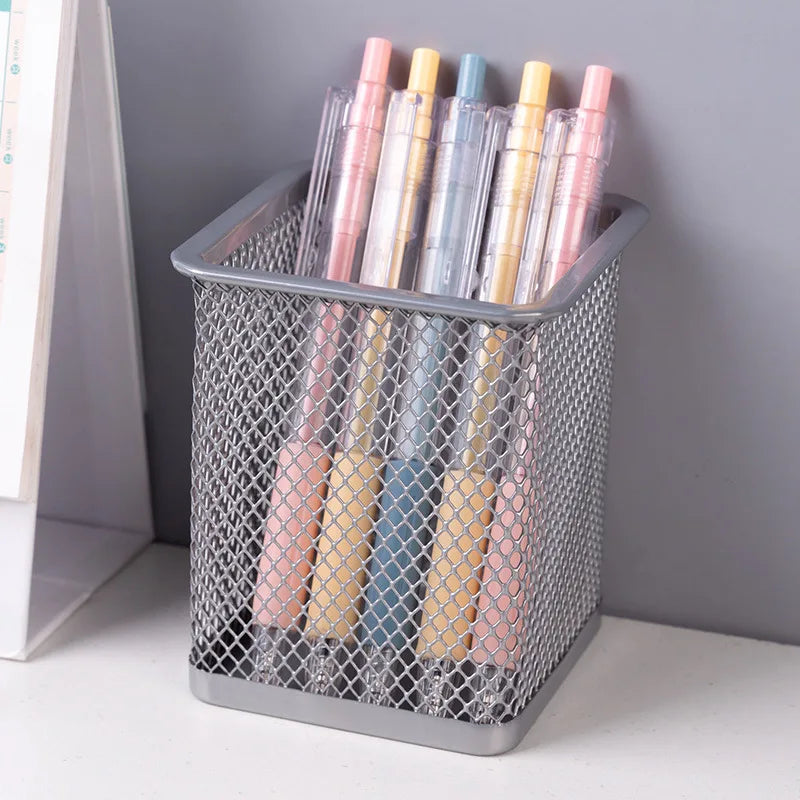 1Pcs New Pencil Holder Office Desk Metal Mesh Square Pen Pot Cup Case Container Organiser Durable Pencil Case