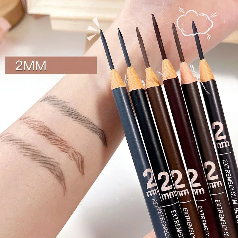1/3/5/10pcs Ultra-fine Eyebrow Pencil 2mm Line Smooth Soft Eyebrow Pencil Brown Waterproof Long Lasting Make-up Pen with Brush