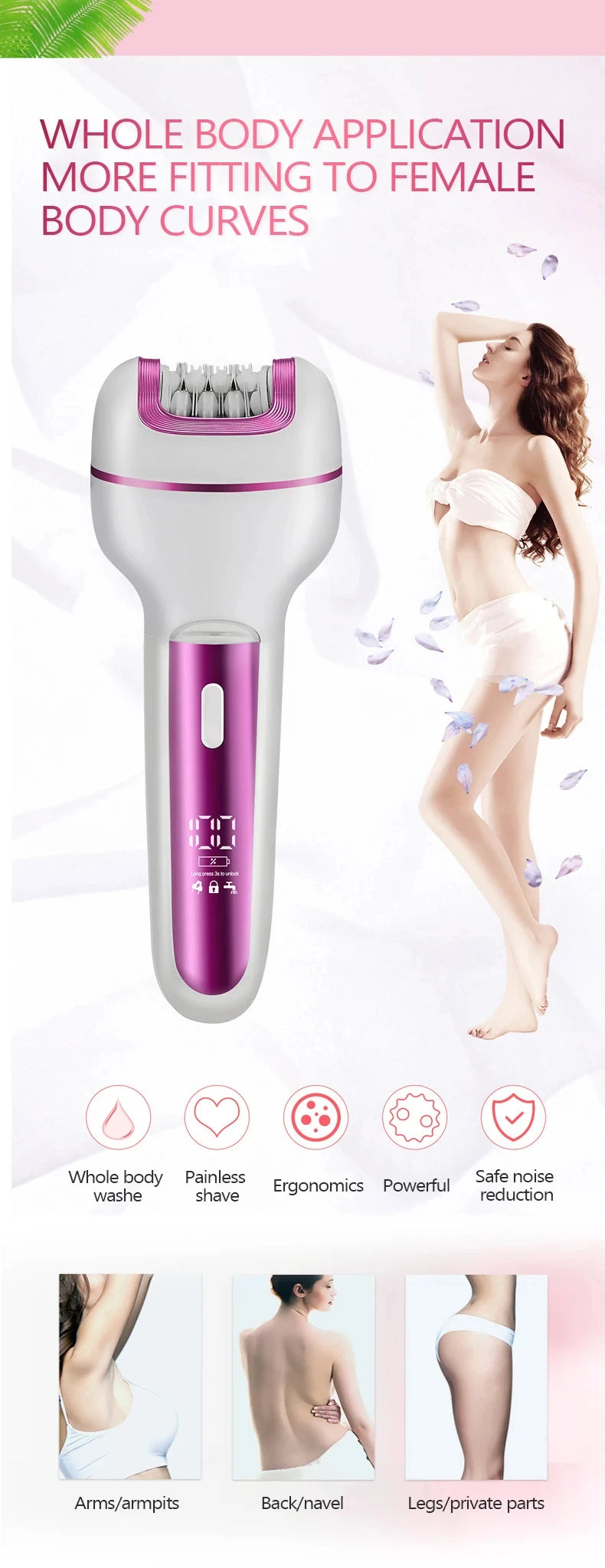 3in1 Rechargeable Women Epilator For Face Body Electric Shaver Female Hair Removal Bikini Trimmer Leg Lady Shaver Callus Remover