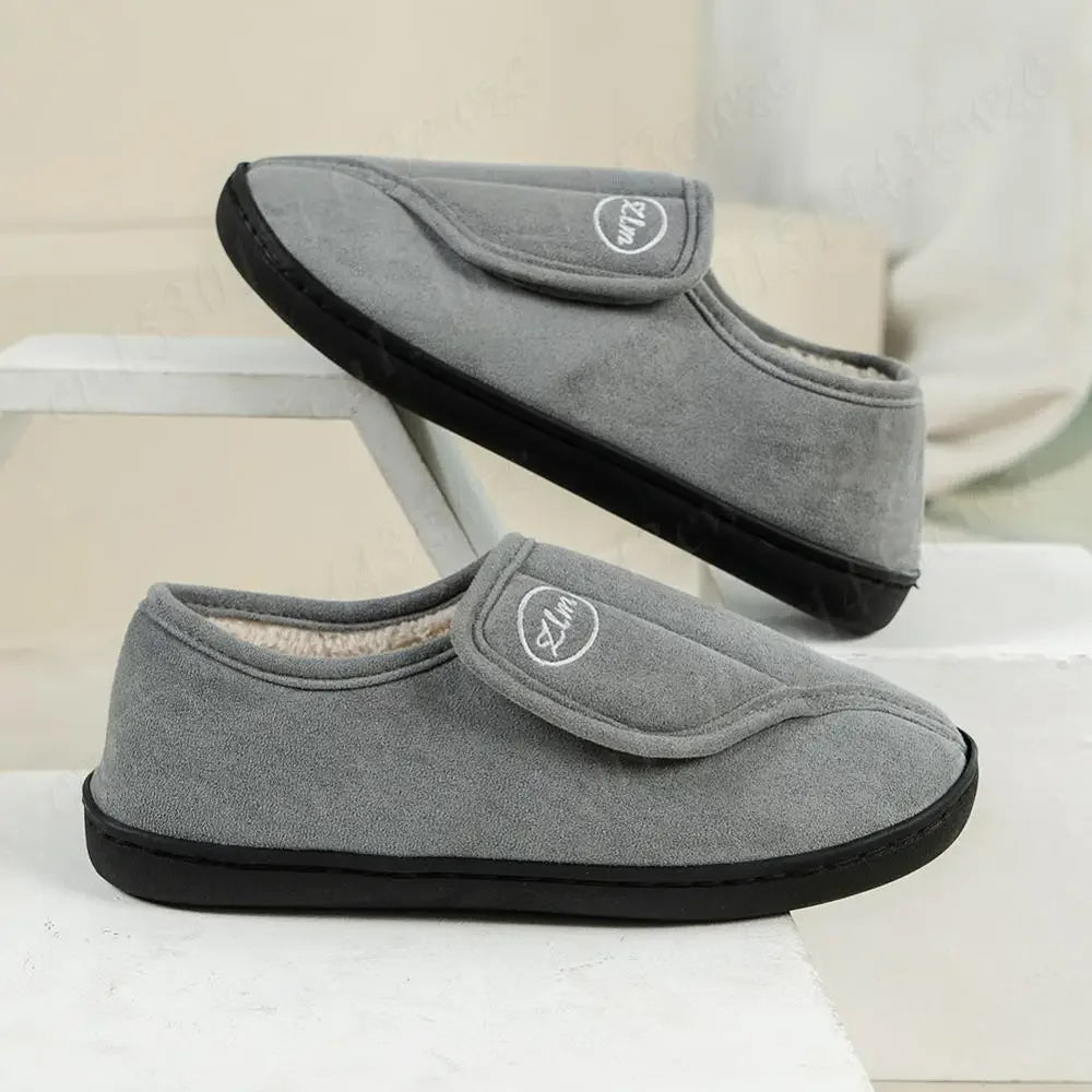 House Shoes for Men Suede Leather Slippers Non-Slip Slip-on Shoes Comfy Warm Plush Indoor/Outdoor for Diabetic Swollen Feet - Belvar