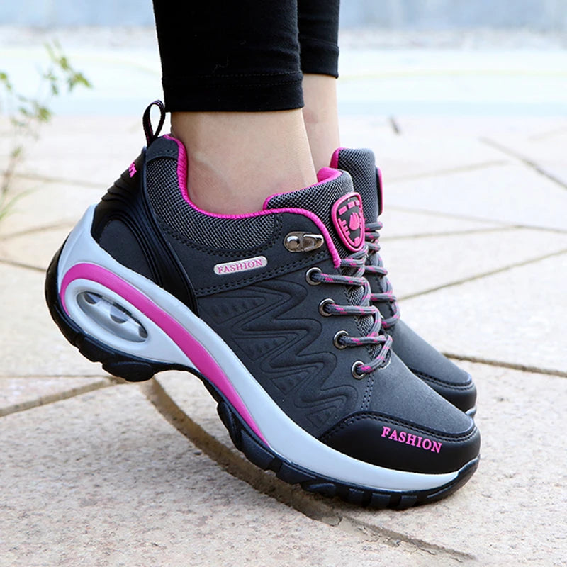 Ladies Sneakers Comfortable Breathable Platform Shoes Fashion Lace Up Female Casual Shoes for Women Outdoor Short Boots - Belvar