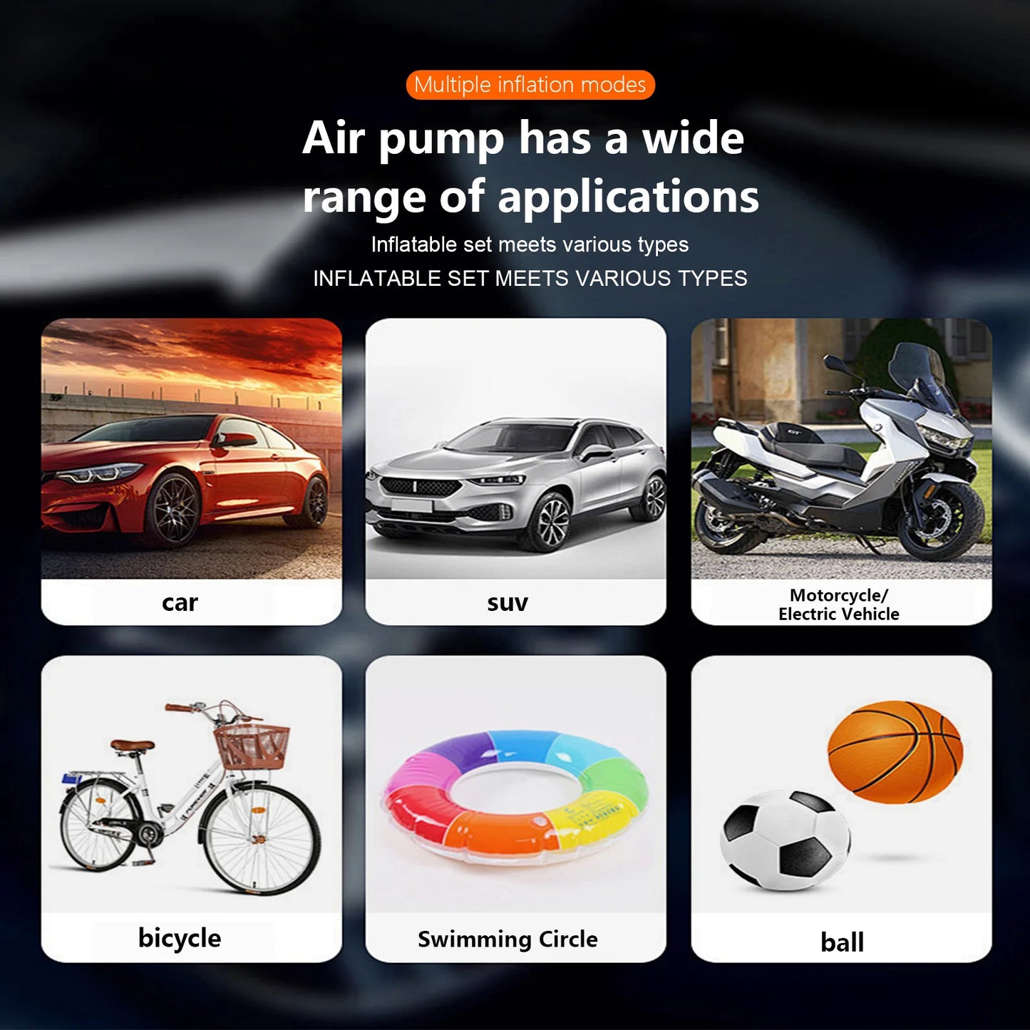 Wireless Air Pump 150psi Touch Screen Portable Electric Tire Inflator For Car Bicycle Motorcycle Mini Air Compressor Injector