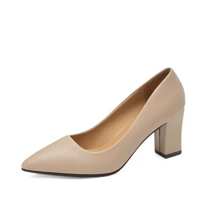 High Heels Women 2022 New Korean Style Pointed Shallow Mouth Thick Heel Fashion Shoes Sapatos De Mujer - Belvar