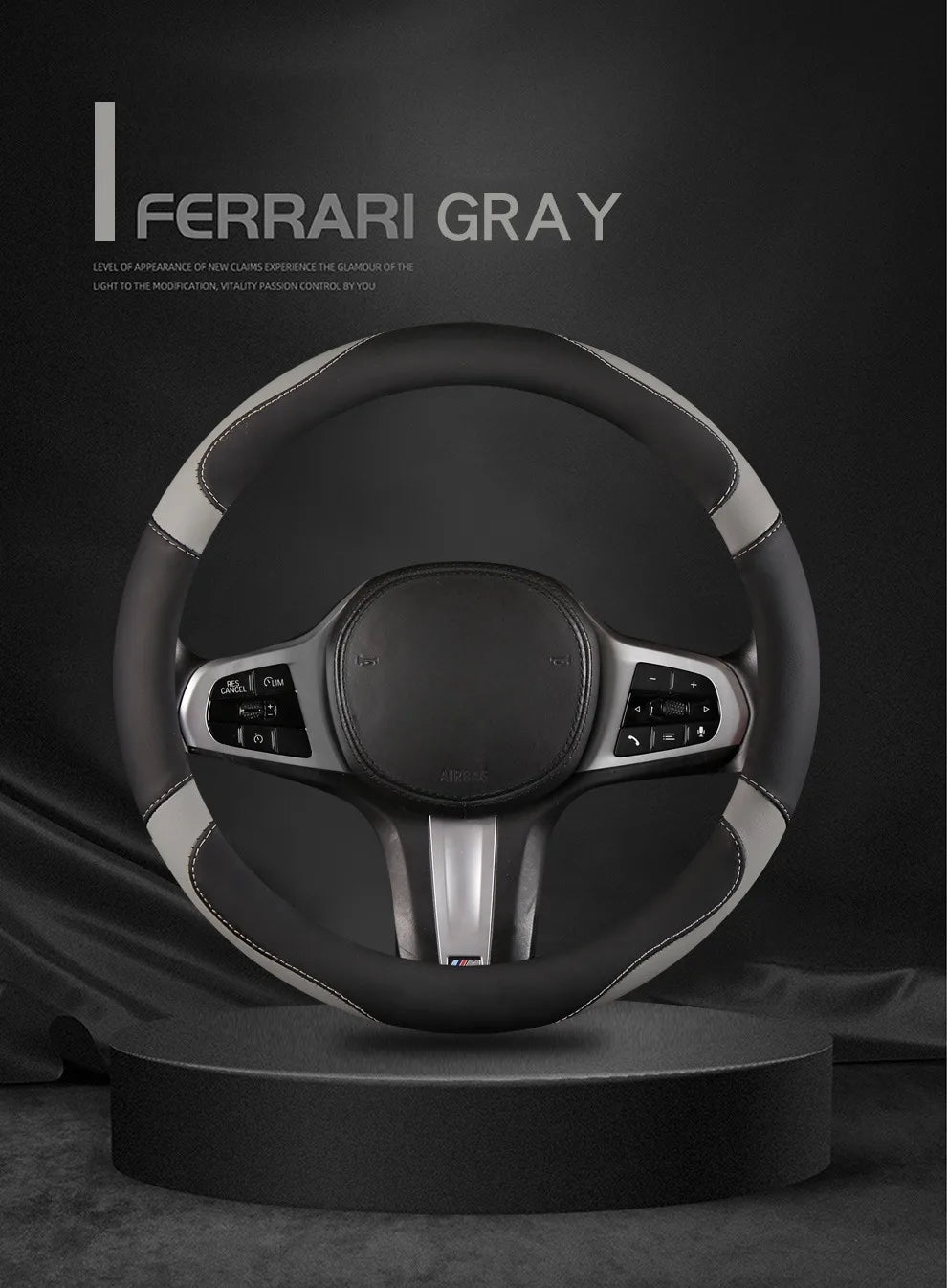 Car Steering Wheel Cover - Universal Car for Diverse Cars, Durable Leather Cover with Anti-Slip Lining, Fit for 14.5"-15" - Belvar