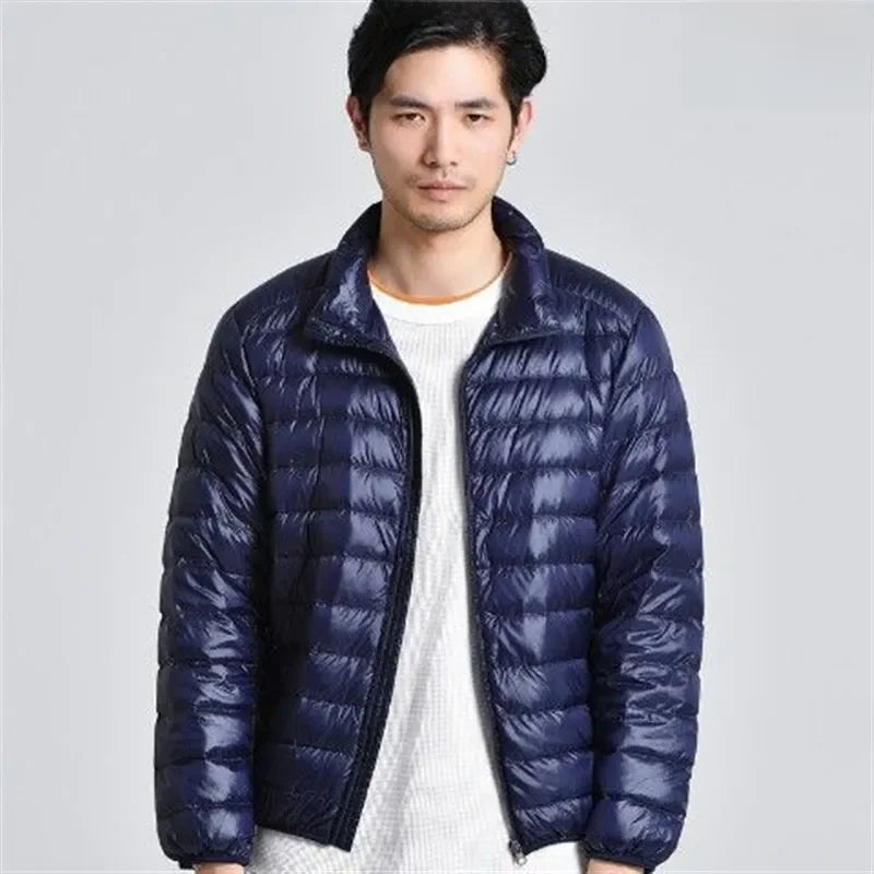 Trendy Lightweight Down Cotton Coat Men's Stand Collar Slimming Smooth Cotton Jacket For Youth Men Casual Scene