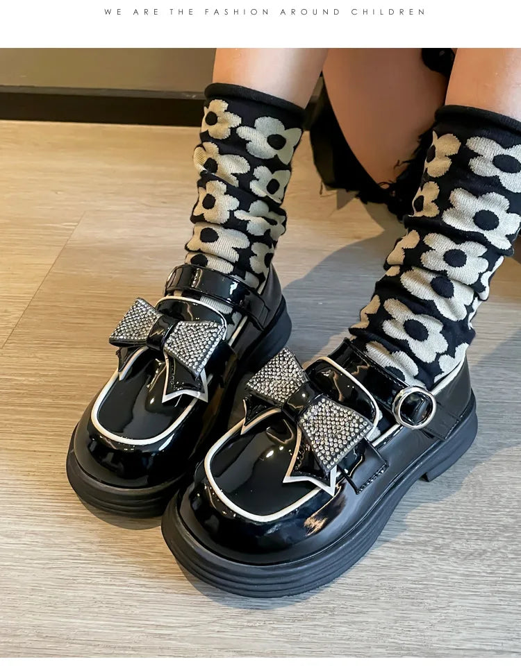 Kids Casual Shoes Children‘s Leather Shoes for Toddlers Girls Party Flats Kids Loafers Bowtie Shoes for Kids Girls Lolita Shoes - Belvar