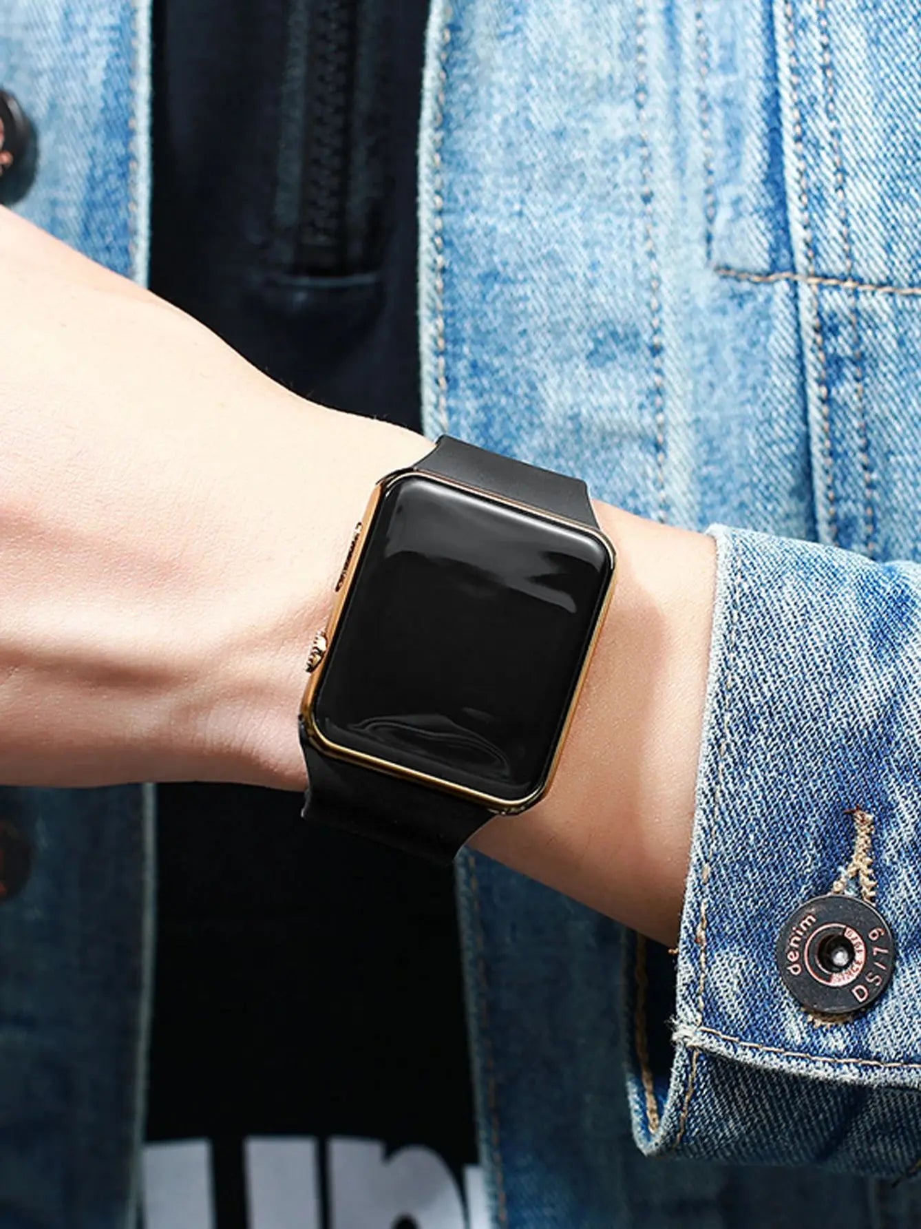 2 stylish simple rectangular silicone men's electronic watch travel all birthday gifts