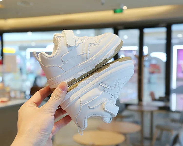 Children's White Shoes Spring and Autumn Kid's Sports Shoes Anti slip Lightweight Boys Board Shoes Soft Sole Baby Casual Shoes - Belvar