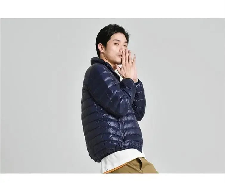 Trendy Lightweight Down Cotton Coat Men's Stand Collar Slimming Smooth Cotton Jacket For Youth Men Casual Scene