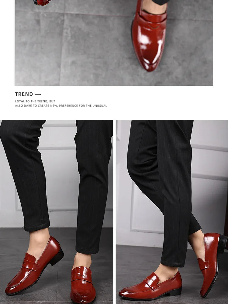 Men's Shoes Loafers Dress Man British Casual Single Leather Small Square Toe Mens Genuine Shoe Formal Black Elegant Good Quality - Belvar