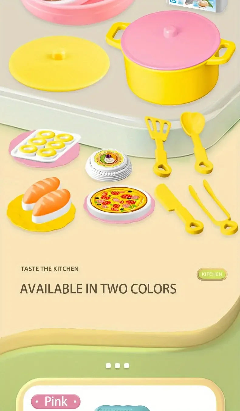 Mini Kitchen Counter Play Set DIY Simulated Cooking Food Tableware Play House Role Play Pretend Game Toy Gift Kid Boy Children - Belvar