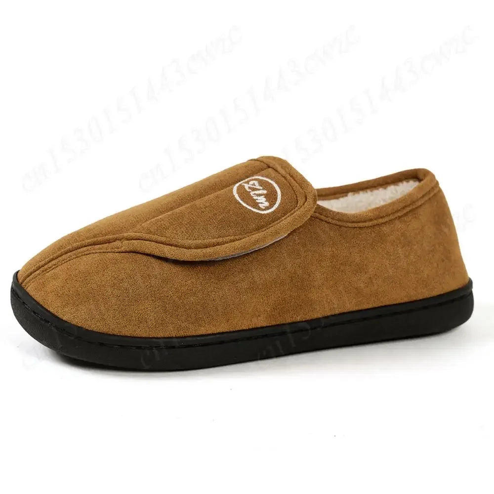 House Shoes for Men Suede Leather Slippers Non-Slip Slip-on Shoes Comfy Warm Plush Indoor/Outdoor for Diabetic Swollen Feet - Belvar