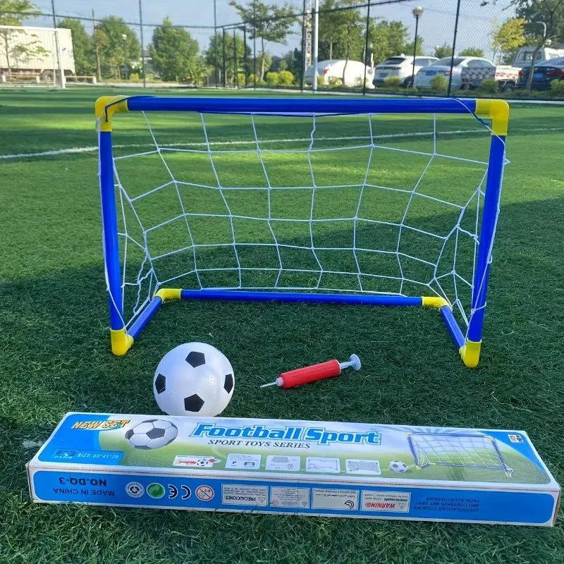 Portable Indoor/Outdoor Toy Football Goal Set44x25cm - Micro Soccer Net Pump&Ball Lightweight Kids Training Park Beach Games