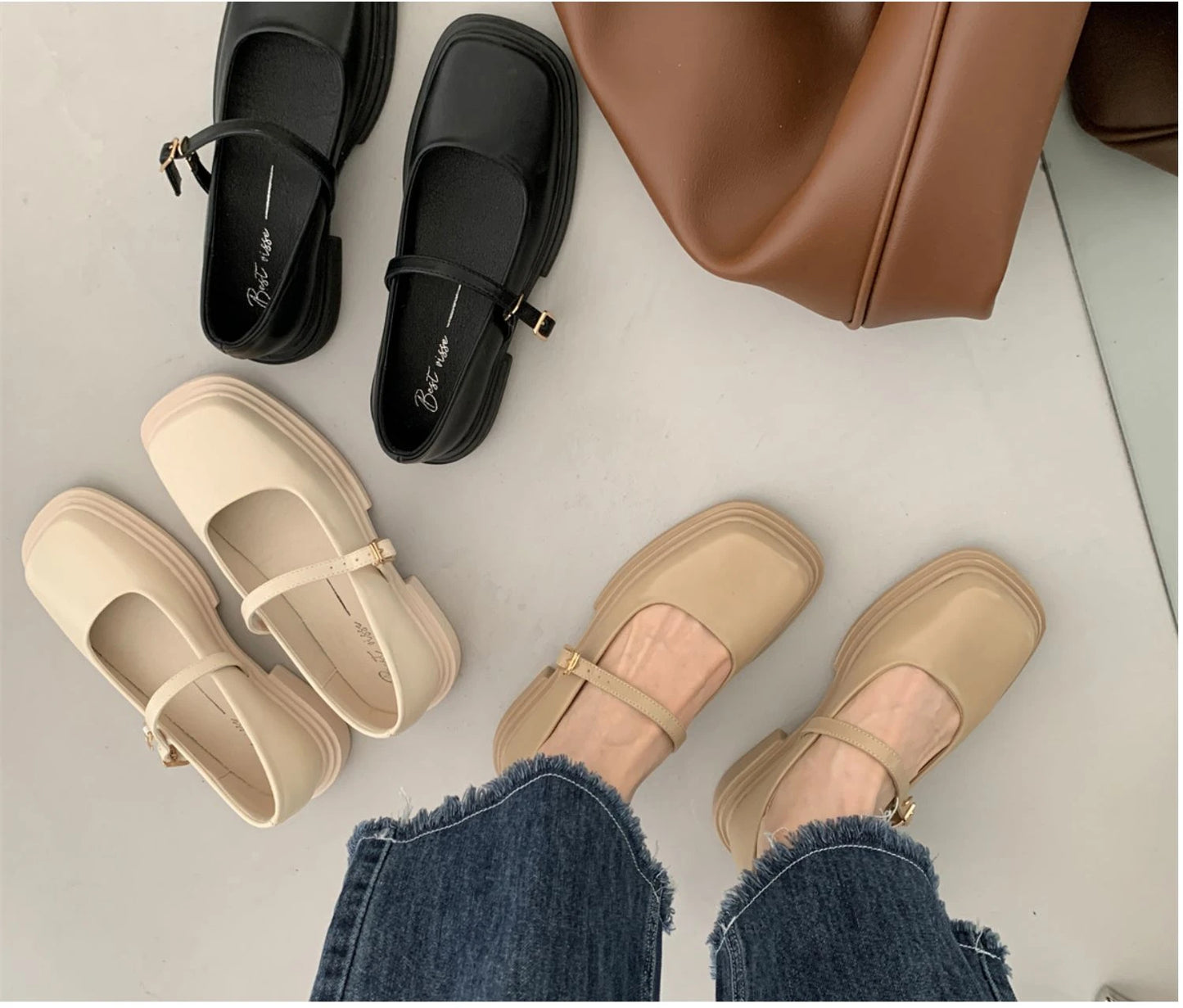 Korean Shoes Female Footwear Square Toe British Style Oxfords Women's 2025 Dress Comfortable Preppy Leather Retro Summer New Med - Belvar
