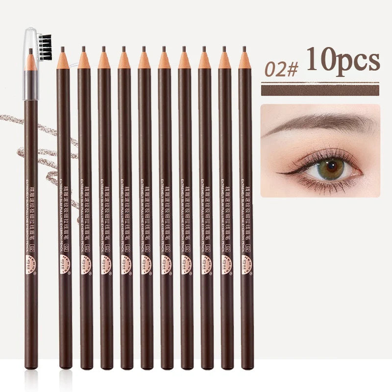 1/3/5/10pcs Ultra-fine Eyebrow Pencil 2mm Line Smooth Soft Eyebrow Pencil Brown Waterproof Long Lasting Make-up Pen with Brush