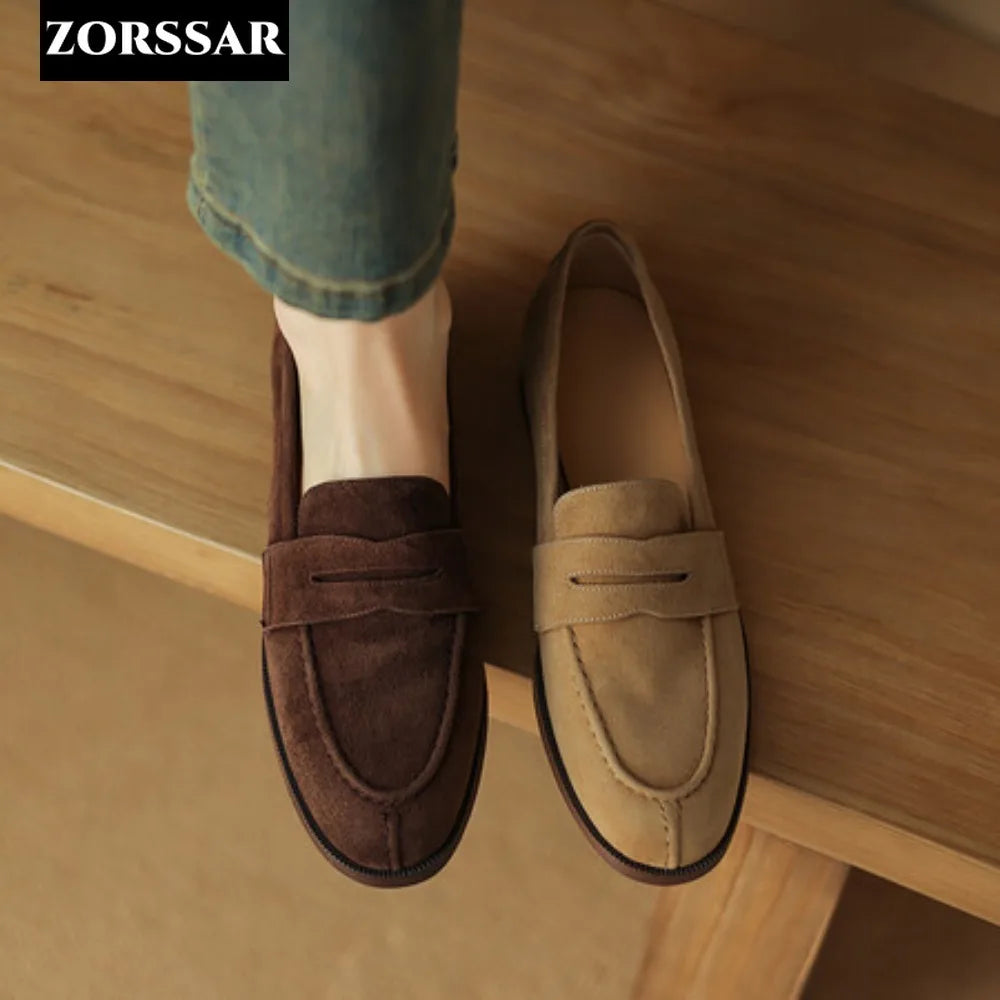 Shoes for Women 2024 Summer Brown Casual Flats Ladies Shoe Fashion Suede Loafers Soft Sole Non-Slip Feminino Zapatos Mujer - Belvar