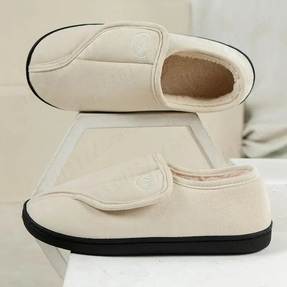 House Shoes for Men Suede Leather Slippers Non-Slip Slip-on Shoes Comfy Warm Plush Indoor/Outdoor for Diabetic Swollen Feet - Belvar