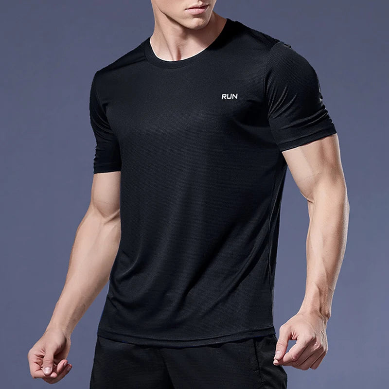 1 Piece Men's Short Sleeve Undershirt Man Athletic T-Shirt Quick Drying Lightweight Silk Underwear For Running Training Fitness