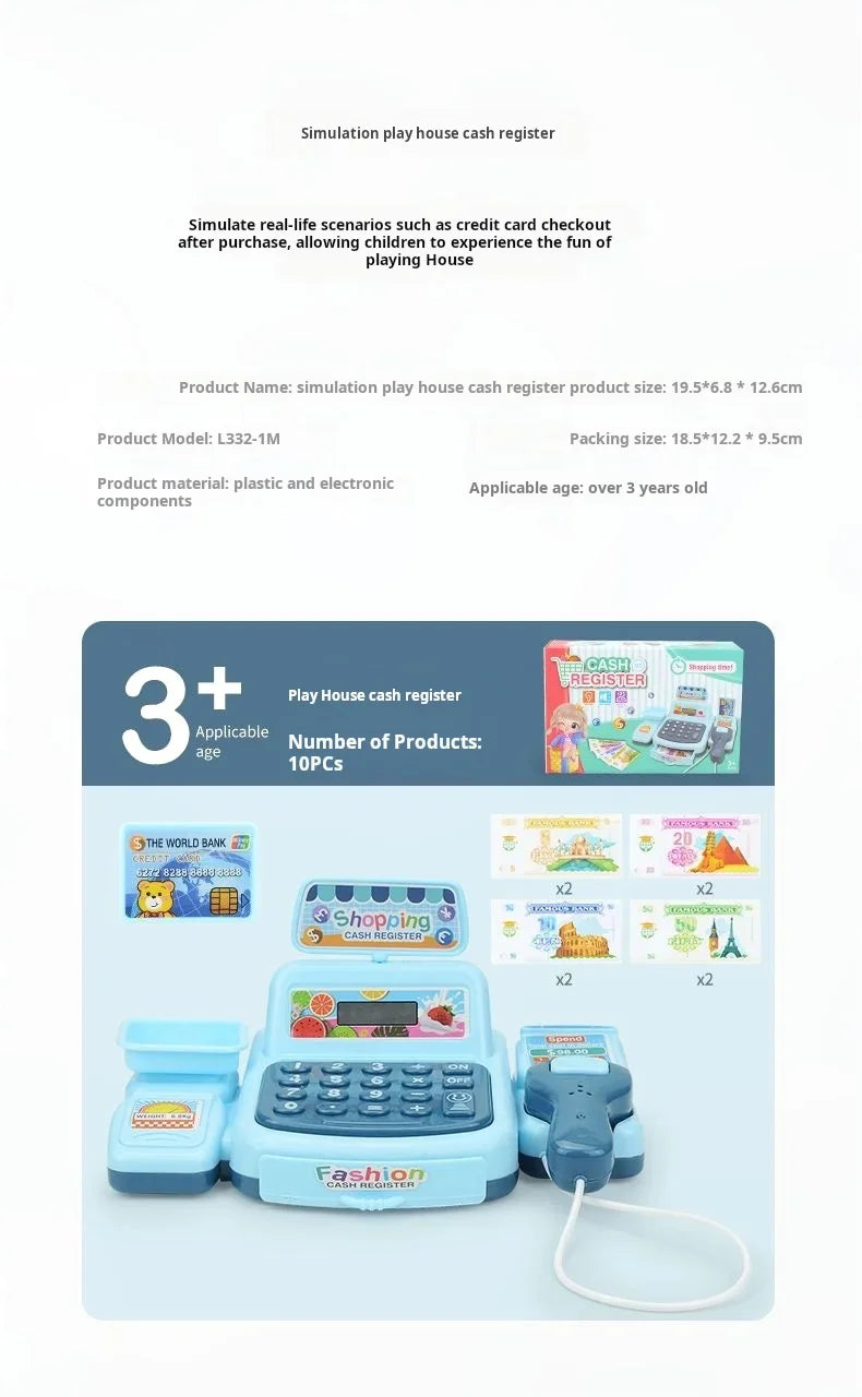 Simulation Shopping Cash House Toys Electronic Game Lighting and Sound Effects Supermarket Cashier Toys Toy for Kids Girl Gifts