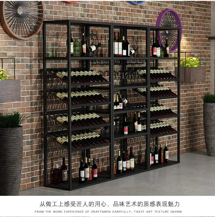 Kitchen Industrial Bar Cabinet Houses Wedding Iron Stackable Handmade Design Display Wine Rack Column Armadietto Cube Furniture