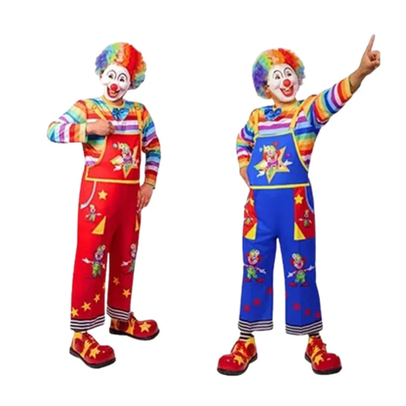 Red Blue Clown Cosplay Clothes Masquerade Party Dress Up Clothing Cute Anime Cosyume Suit For Men Carnival Clothing