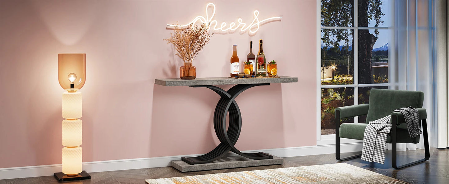 Tribesigns Gold Entryway Table, Modern 39-Inch Console Faux Marble Narrow Wood Sofa with Geometric Metal Legs